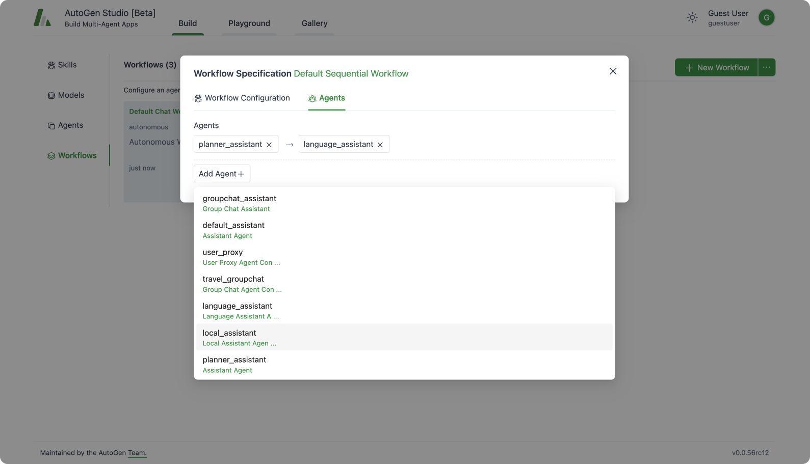 AutoGen Studio Sequential Workflow